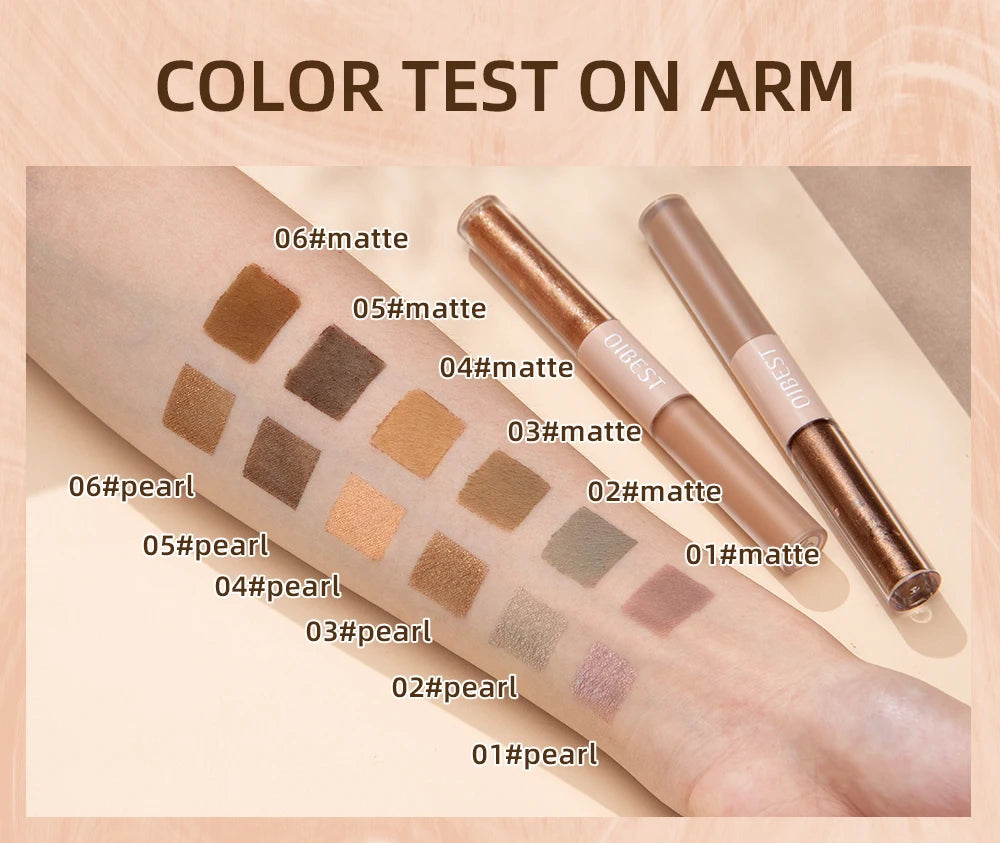 Double-Ended Glitter & Matte Eyeshadow Stick – 2-in-1 Waterproof Eye Makeup Pencil