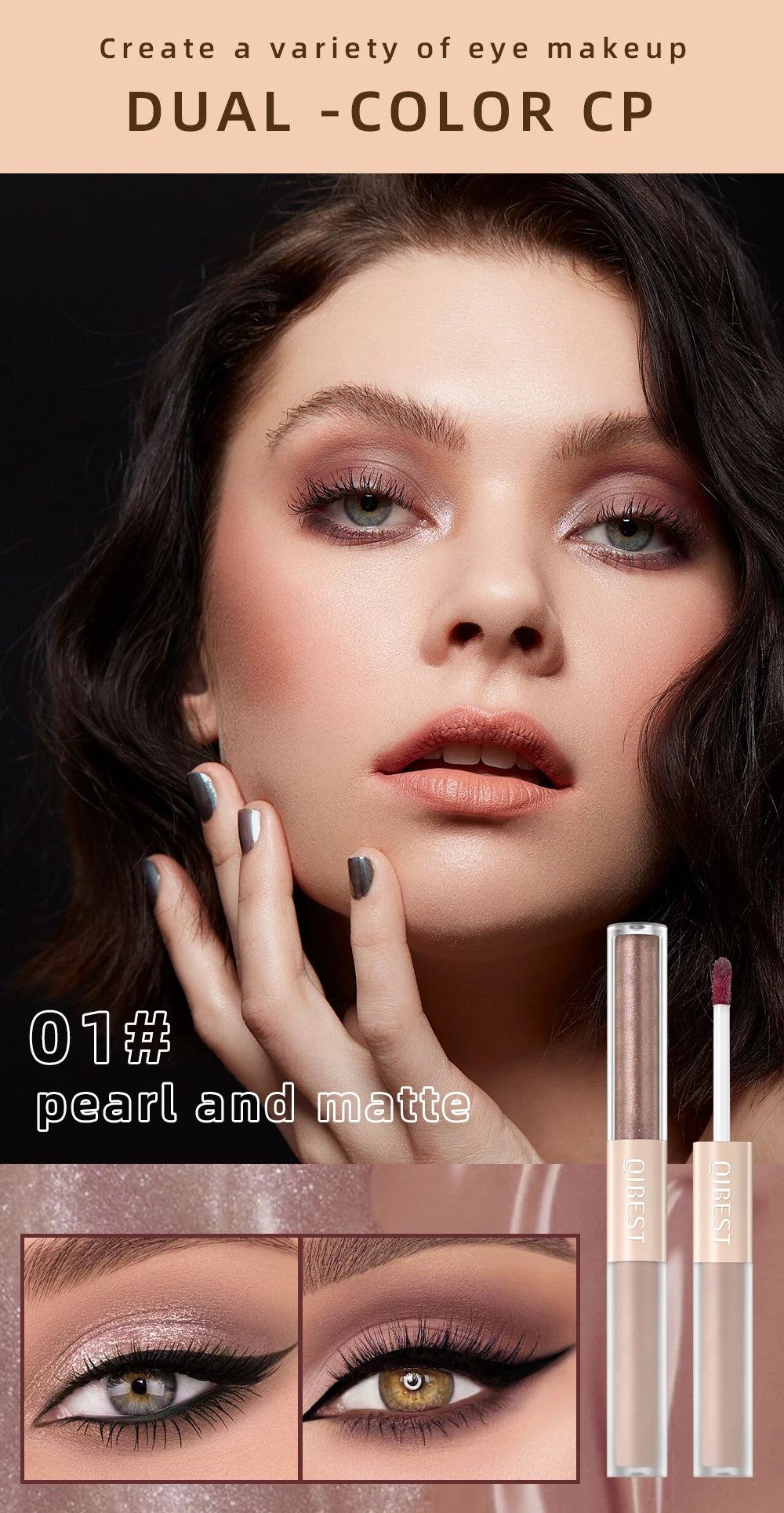 Double-Ended Glitter & Matte Eyeshadow Stick – 2-in-1 Waterproof Eye Makeup Pencil