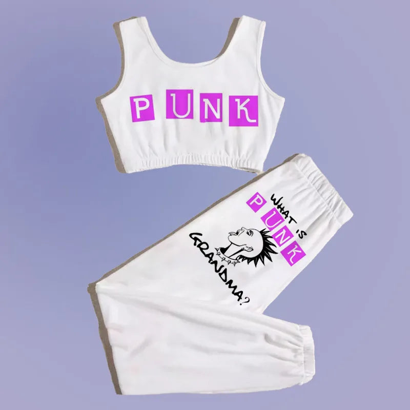 Gothic Skull Print Two-Piece Set – Emo Sportswear Yoga Outfit