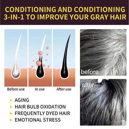 EELHOE 100ml Natural Plant Hair Dye Shampoo – 3-in-1 Grey Coverage for Men & Women