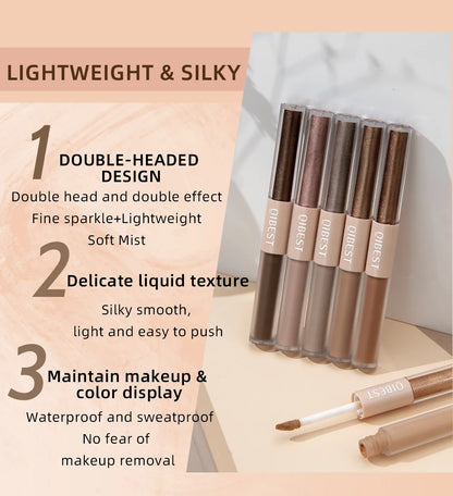 Double-Ended Glitter & Matte Eyeshadow Stick – 2-in-1 Waterproof Eye Makeup Pencil