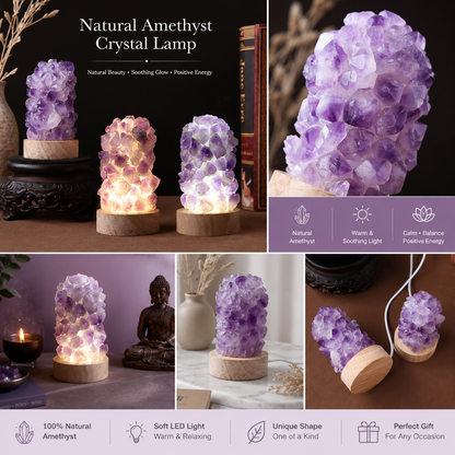 Crystal Wishing Lamp – Natural Amethyst Glow for Calm Intention