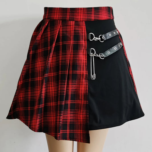 Irregular Gothic Pleated Mini Skirt – Harajuku Punk Asymmetric Skater Style