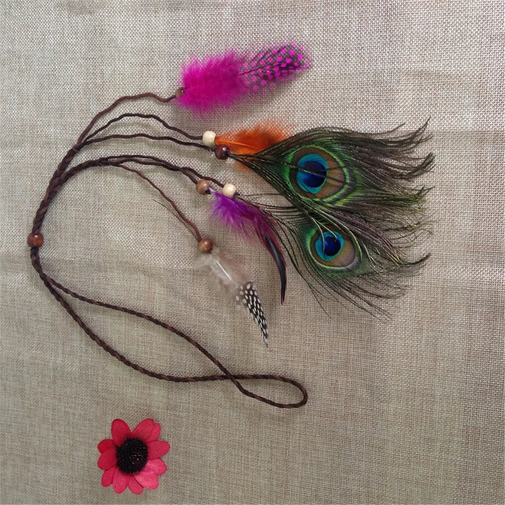 Bohemian Feather Headband – Tribal Weaving Hair Accessory