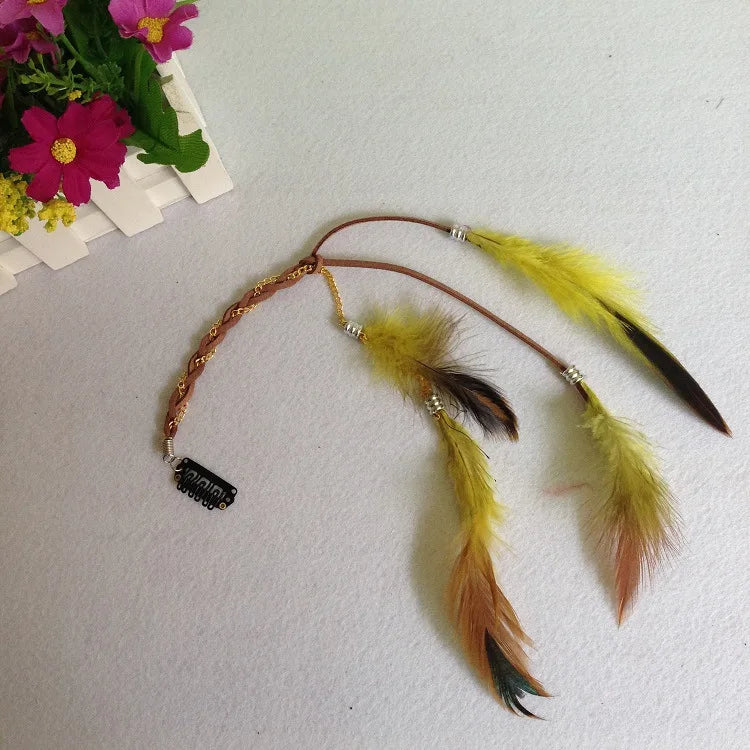 Bohemian Feather Headband – Tribal Weaving Hair Accessory