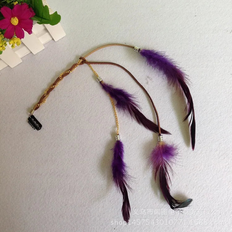 Bohemian Feather Headband – Tribal Weaving Hair Accessory