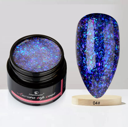 Aurora Gel Nail Polish (5g) – Shimmer Top Coat, Long-Lasting Hybrid UV/LED Soak-Off Gel