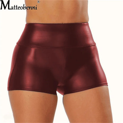 High Waist Faux Leather Shorts – Wetlook Gothic Clubwear Mini Bottoms
