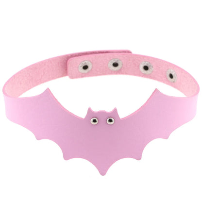 Goth Pink Leather Choker – Punk Spiked Rivet Collar Necklace