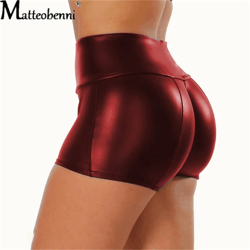 High Waist Faux Leather Shorts – Wetlook Gothic Clubwear Mini Bottoms