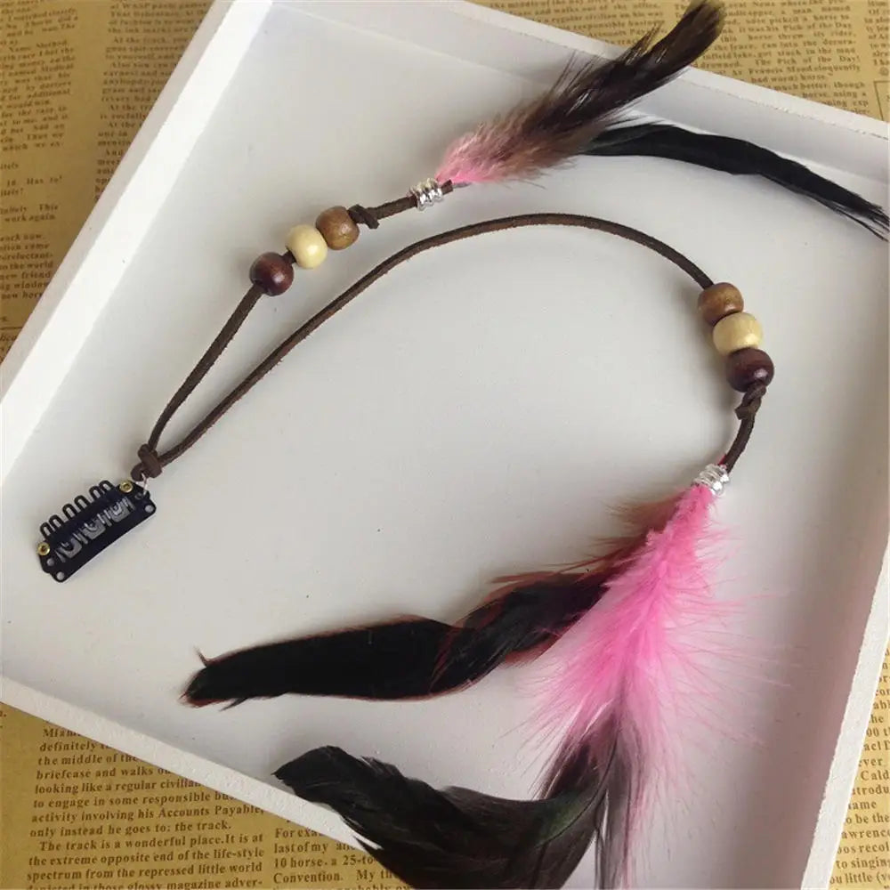 Bohemian Feather Headband – Tribal Weaving Hair Accessory