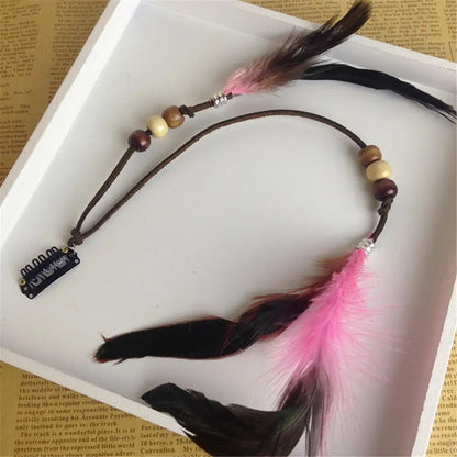 Bohemian Feather Headband – Tribal Weaving Hair Accessory