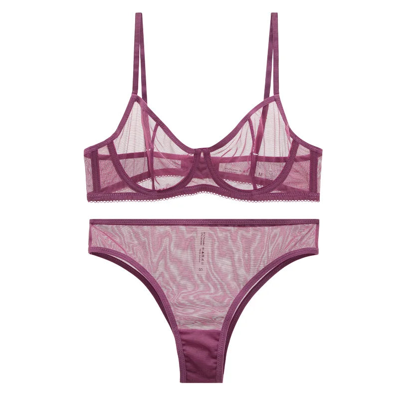Mesh Transparent Lingerie Set – Seamless Bralette & Panty 2-Piece