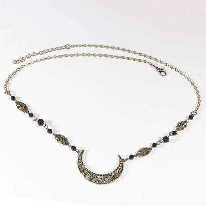 Vintage Moon Head Chain – Beaded Hair Jewelry Crown for Women