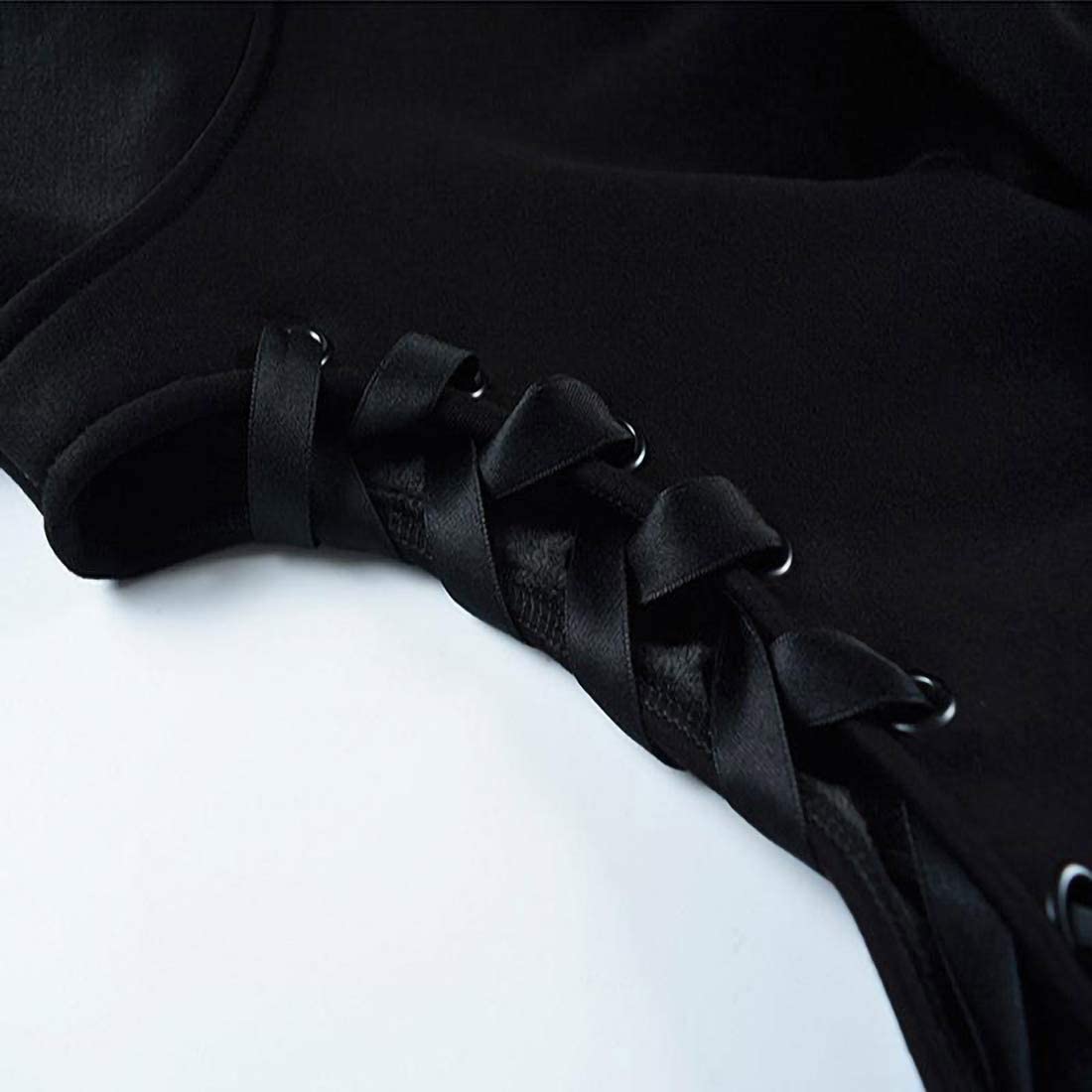 Kawaii Cat Ear Gothic Hoodie – Harajuku Cold Shoulder Bandage Sweatshirt