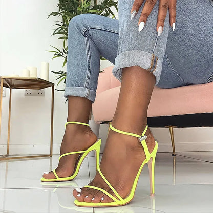 Stretch Fit Round Toe High Heel Sandals (12CM)