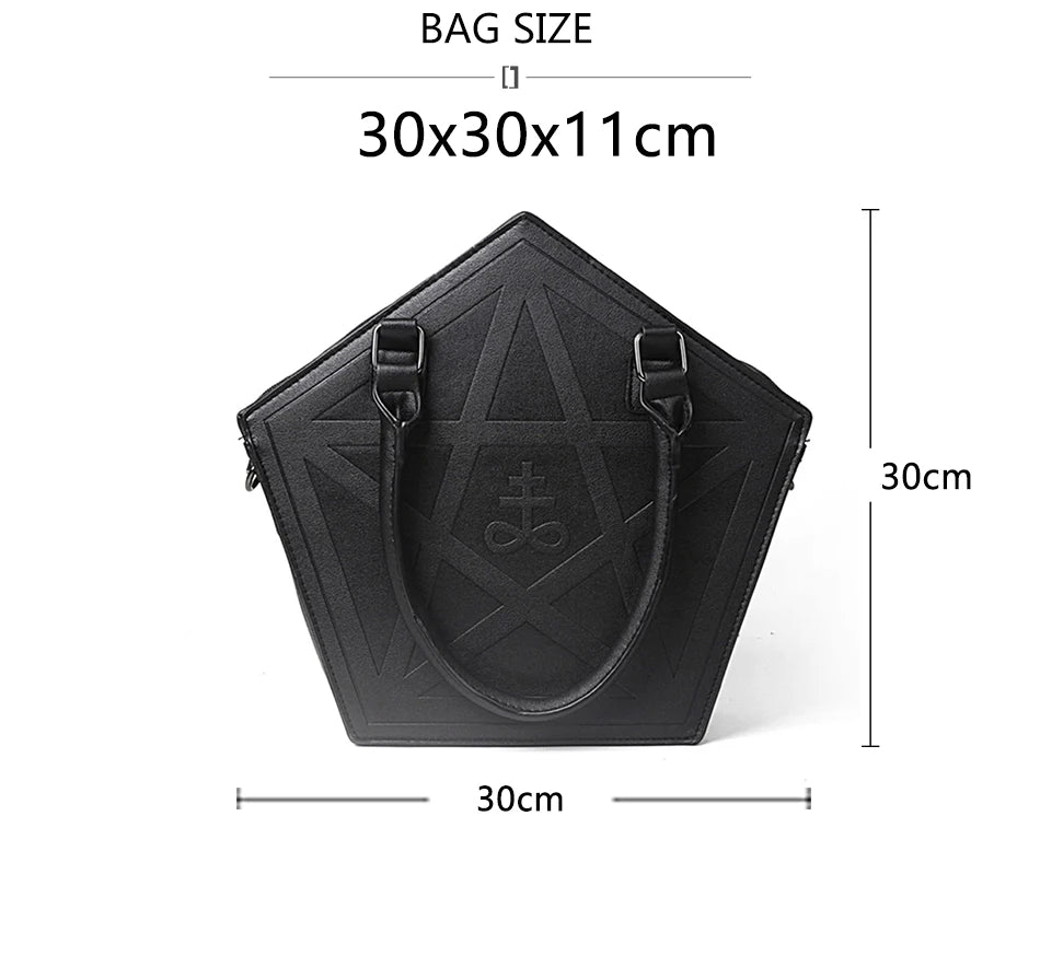 Gothic Pentagram Chain Shoulder Bag – Dark Star PU Leather Handbag