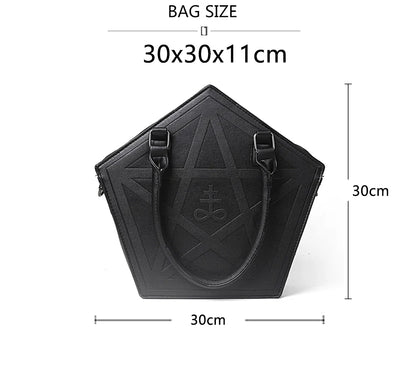 Gothic Pentagram Chain Shoulder Bag – Dark Star PU Leather Handbag