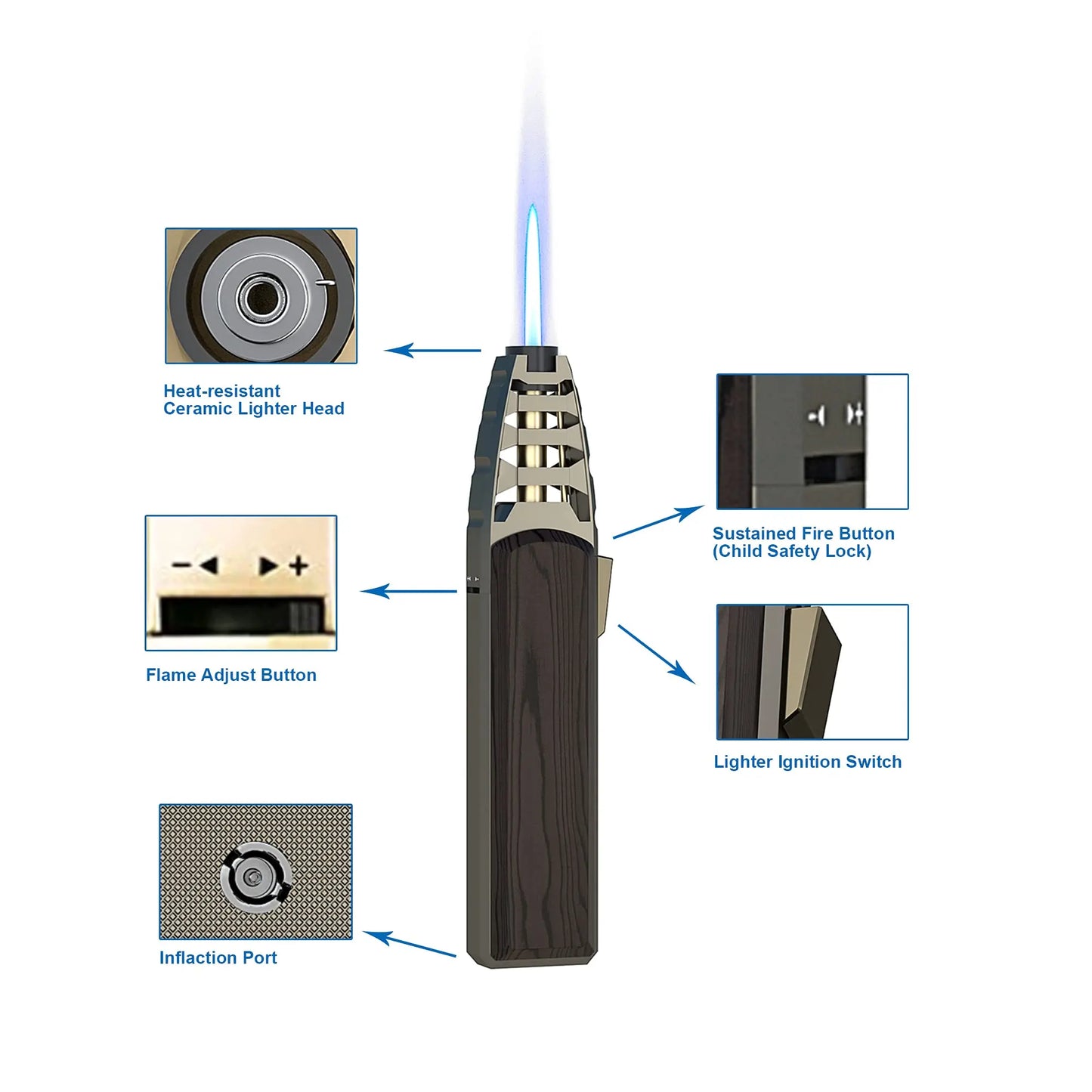 Big Jet Flame Torch Lighter – Adjustable Turbo BBQ, Kitchen, and Cigar Torch