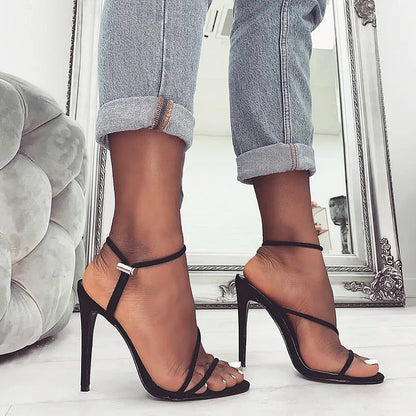 Stretch Fit Round Toe High Heel Sandals (12CM)