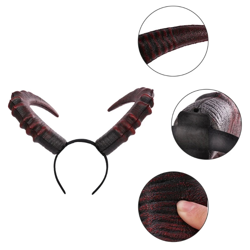 Gothic Devil Horn Headband – Black & Red Halloween Cosplay Accessory