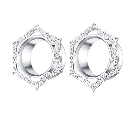 2pcs Stainless Steel Screw Ear Tunnel Plugs – Multi-Style Body Jewelry Flower