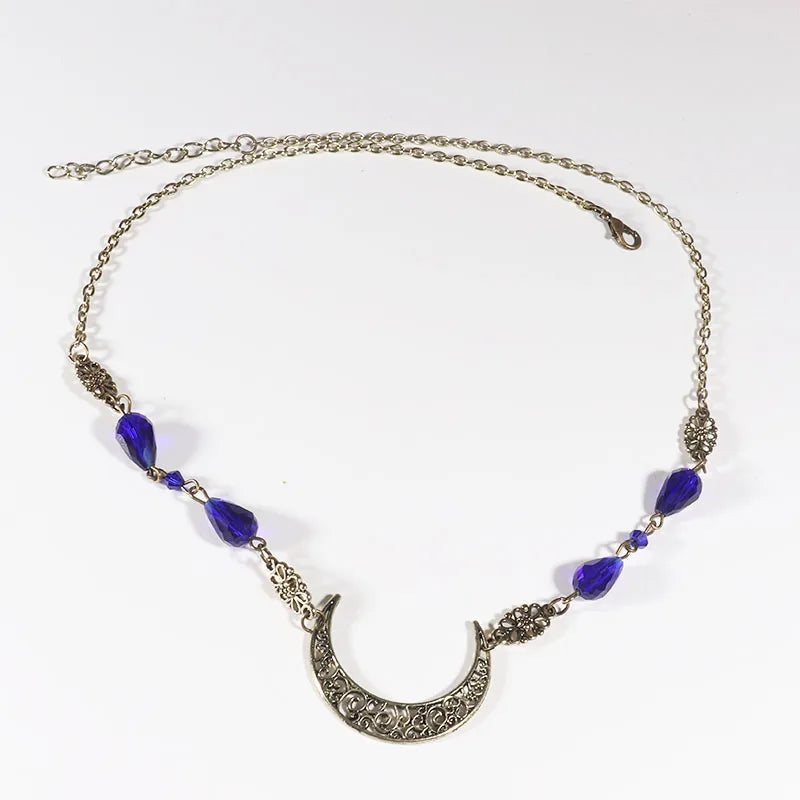 Vintage Moon Head Chain – Beaded Hair Jewelry Crown for Women