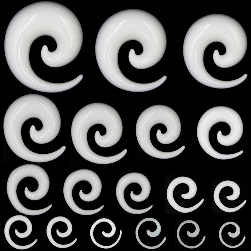 Black & White Acrylic Spiral Ear Gauges – Taper Stretching Plugs (2PCS)