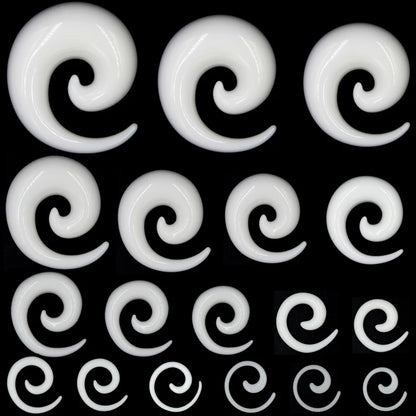 Black & White Acrylic Spiral Ear Gauges – Taper Stretching Plugs (2PCS)