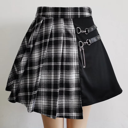Irregular Gothic Pleated Mini Skirt – Harajuku Punk Asymmetric Skater Style