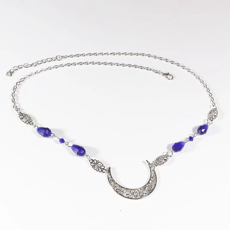 Vintage Moon Head Chain – Beaded Hair Jewelry Crown for Women