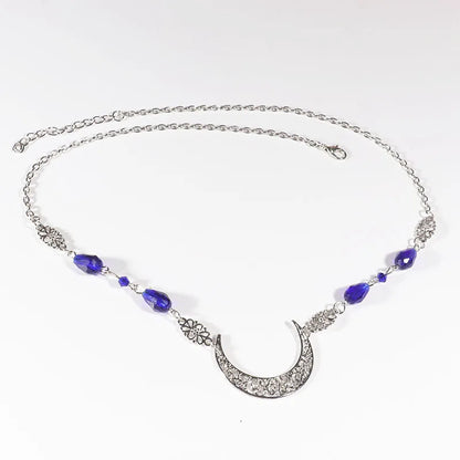 Vintage Moon Head Chain – Beaded Hair Jewelry Crown for Women