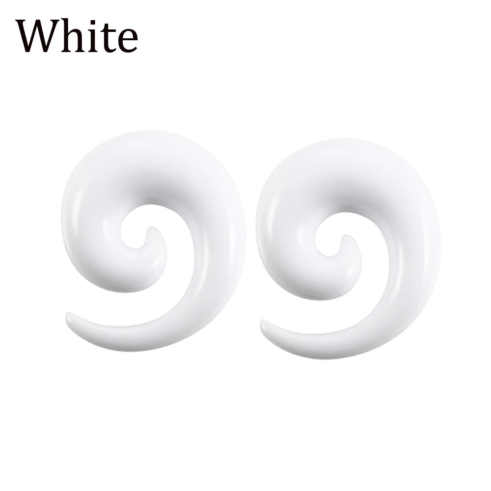 Black & White Acrylic Spiral Ear Gauges – Taper Stretching Plugs (2PCS)