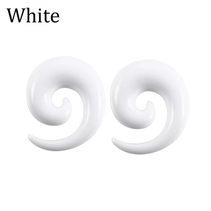 Black & White Acrylic Spiral Ear Gauges – Taper Stretching Plugs (2PCS)