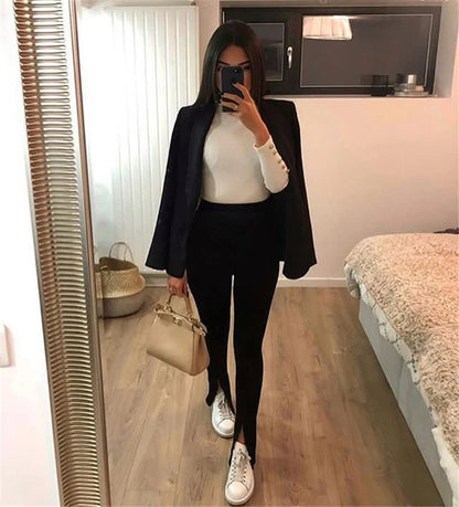 High Waist Flare Pants – Casual Slim Fit Slit Trousers
