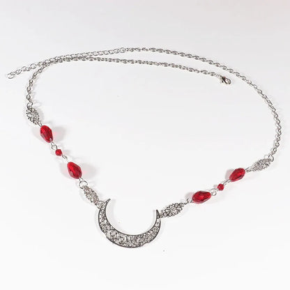 Vintage Moon Head Chain – Beaded Hair Jewelry Crown for Women
