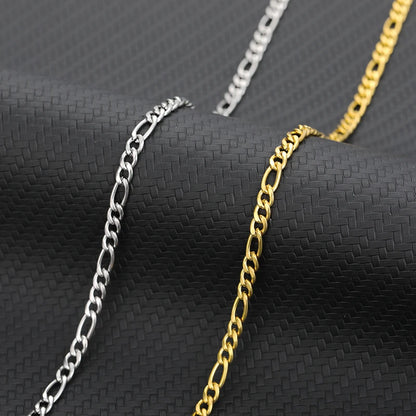 Chunky Figaro Chain Anklet – Unisex Stainless Steel Gold Anklet Jewelry (21+10cm)