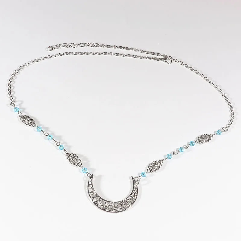 Vintage Moon Head Chain – Beaded Hair Jewelry Crown for Women