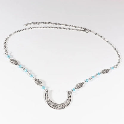 Vintage Moon Head Chain – Beaded Hair Jewelry Crown for Women