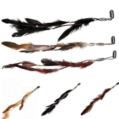 Bohemian Feather Headband – Tribal Weaving Hair Accessory