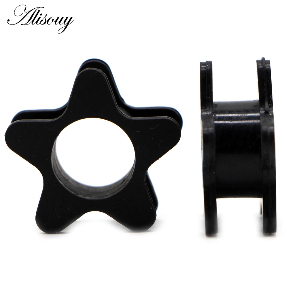 Star Hollow Silicone Ear Tunnels & Plugs Set
