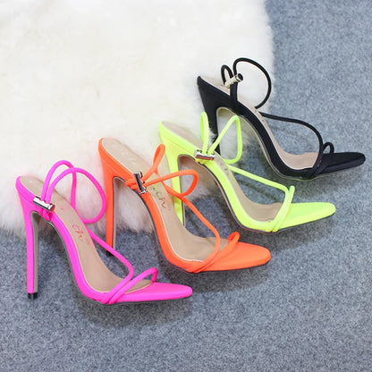 Stretch Fit Round Toe High Heel Sandals (12CM)
