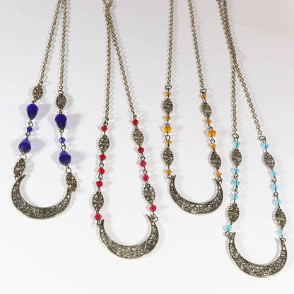 Vintage Moon Head Chain – Beaded Hair Jewelry Crown for Women