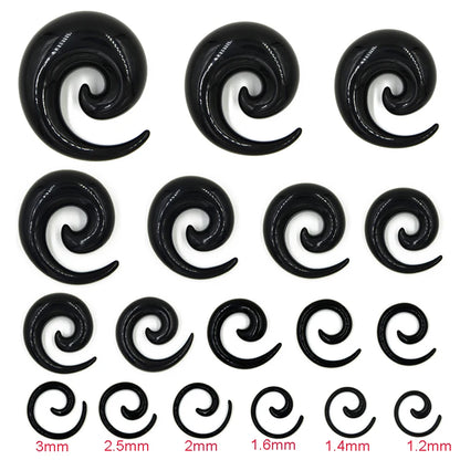Black & White Acrylic Spiral Ear Gauges – Taper Stretching Plugs (2PCS)