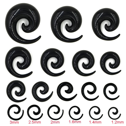 Black & White Acrylic Spiral Ear Gauges – Taper Stretching Plugs (2PCS)