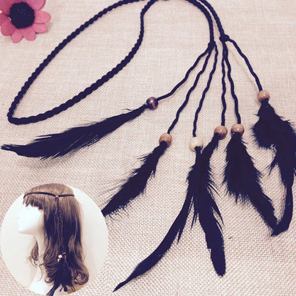 Bohemian Feather Headband – Tribal Weaving Hair Accessory