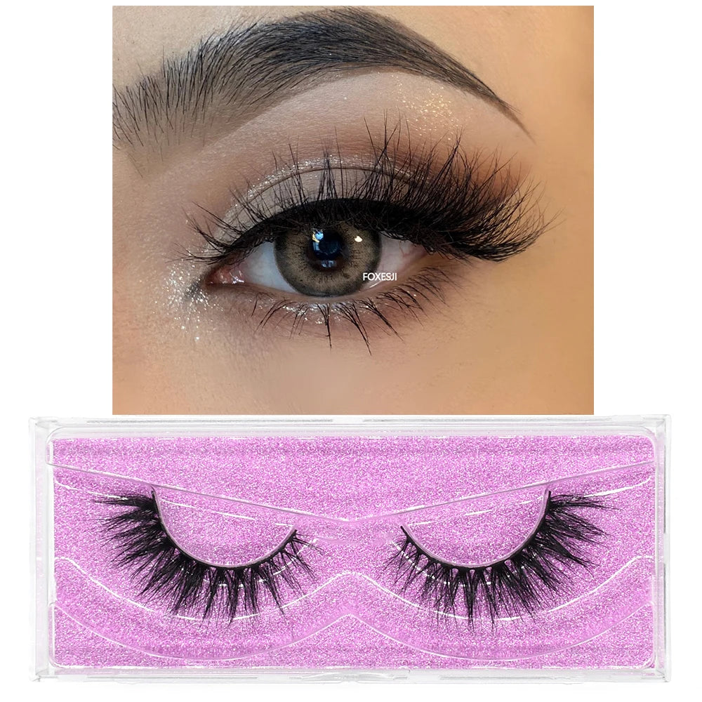 3D Mink Lashes – Fluffy Crisscross Wispy Strip Lashes 1 Hard Box