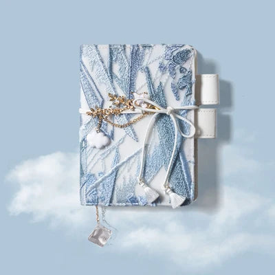 A5/A6 Cherry Blossom Embroidery Notebook – Cute Tassel Strap Diary & Student Planner