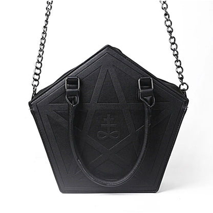 Gothic Pentagram Chain Shoulder Bag – Dark Star PU Leather Handbag