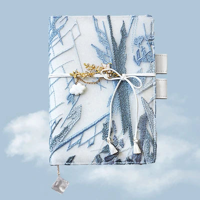 A5/A6 Cherry Blossom Embroidery Notebook – Cute Tassel Strap Diary & Student Planner